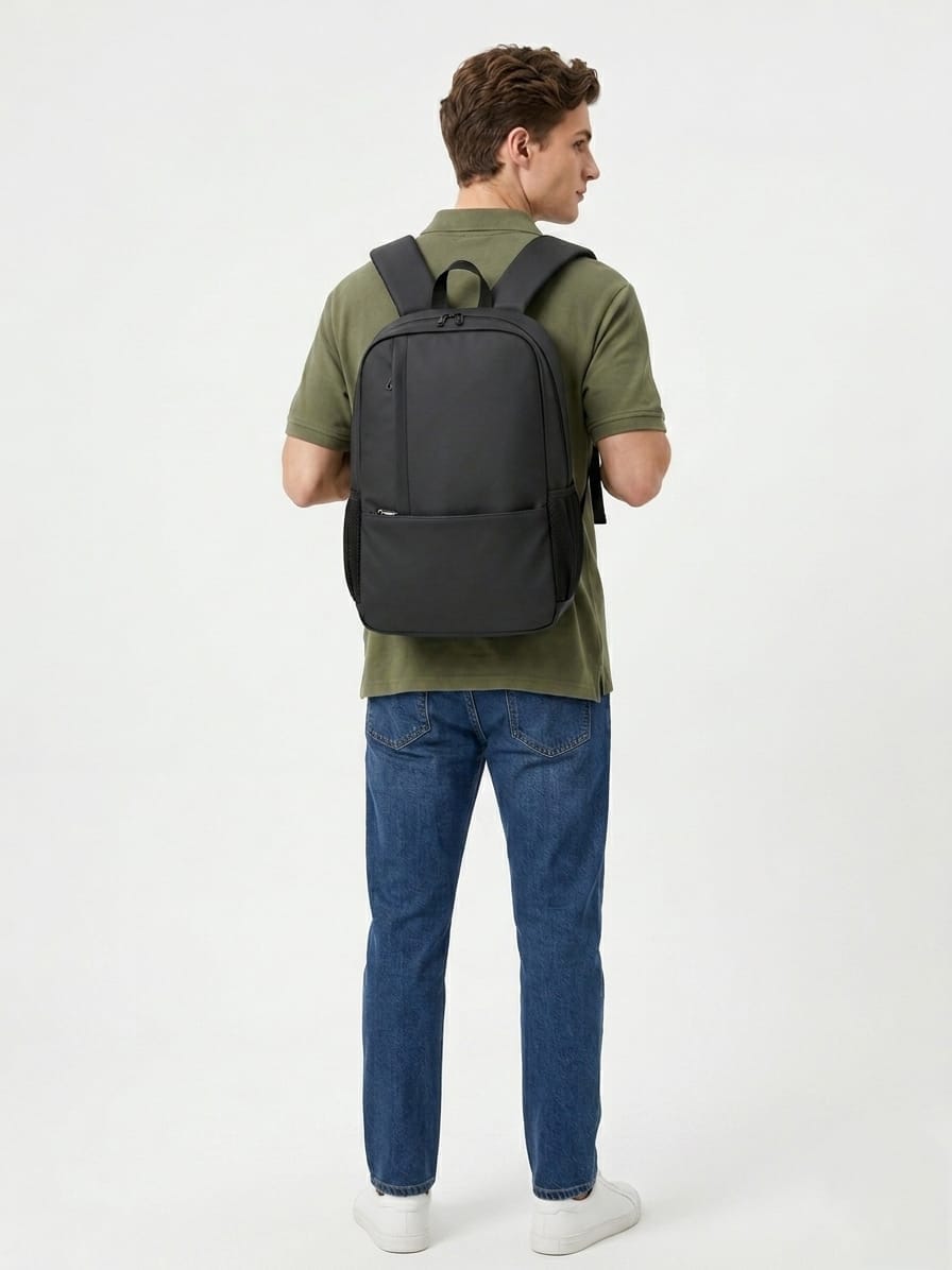 Black Foam Leather Laptop Shoulder Bag – Premium Stylish College Bag