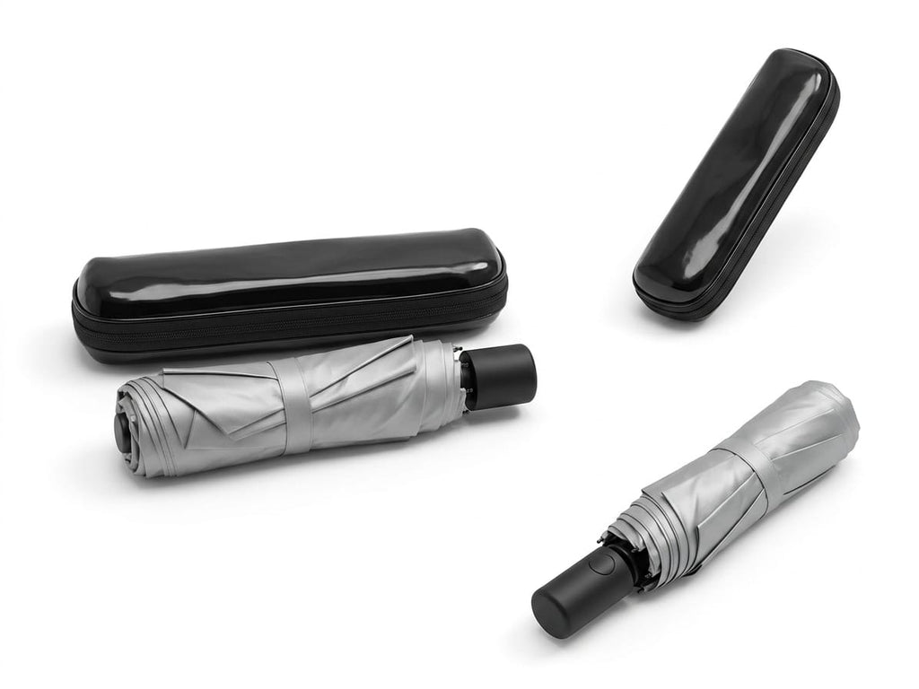 Compact Foldable Black/Grey Umbrella for Men & Women - Windproof Umbrella