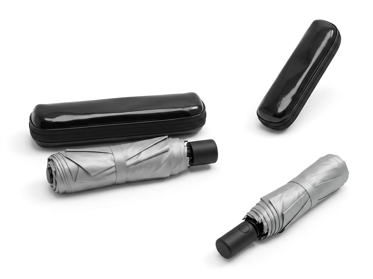 Compact Foldable Black/Grey Umbrella for Men & Women - Windproof Umbrella