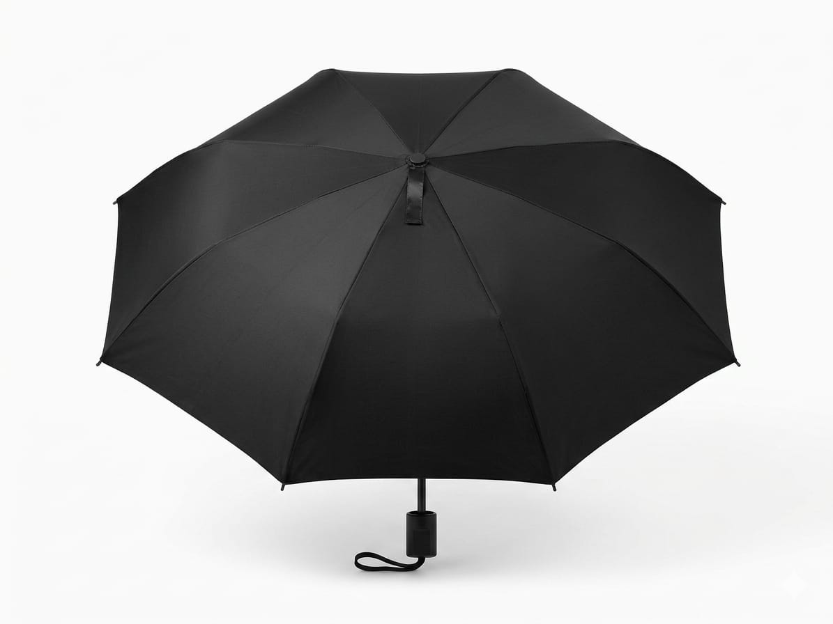 Premium Black Auto Open Umbrella | Strong Foldable Windproof Design