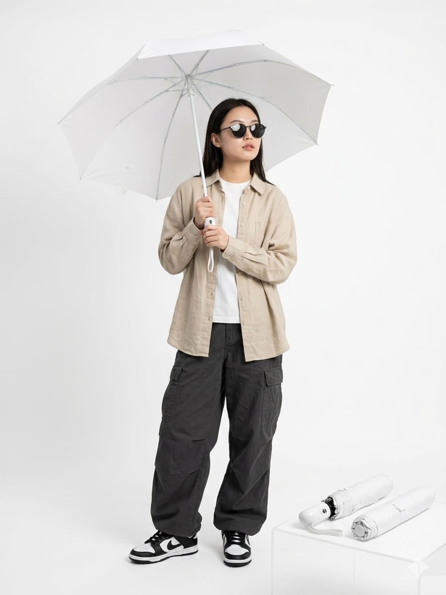 Automatic White Folding Umbrella – Premium Auto Open Close Umbrella